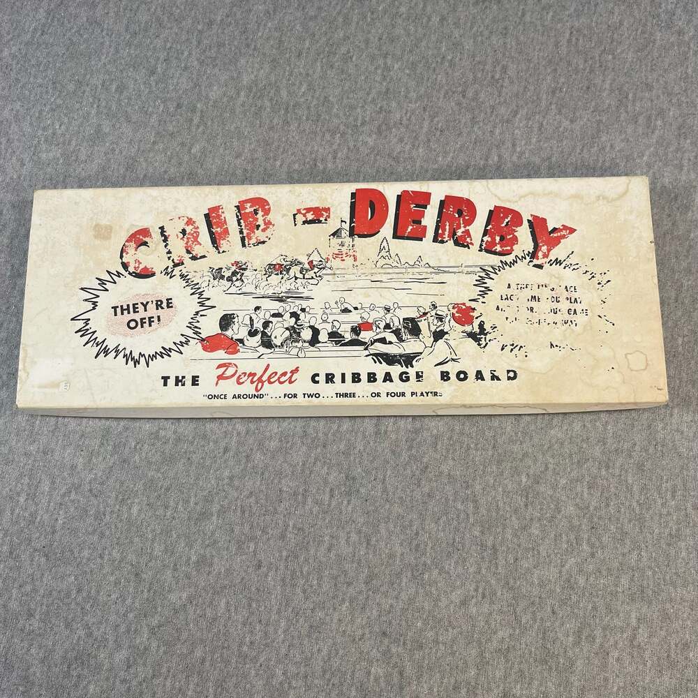 Vintage Crib-Derby The Perfect Cribbage Board by E.S. Lowe Box Instructions Pegs